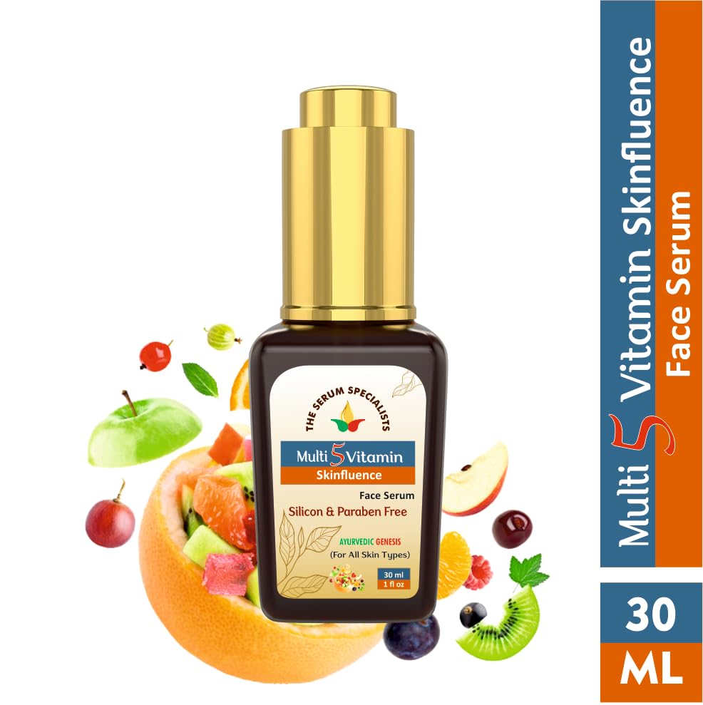 Image of Multivitamin 5 Face Serum - Nourishes & Protects Skin | Vitamin-rich Formula with Vitamins A, B, C, D, & E | Antioxidant Defense | All Skin Types - 30ml