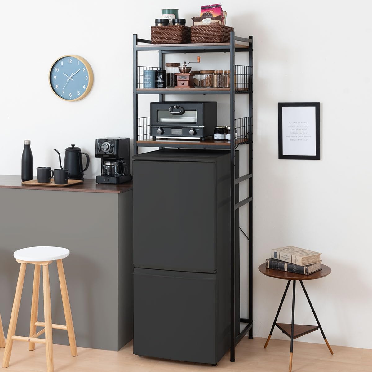Amazon.co.jp: ぼん家具 冷蔵庫上ラック 幅60.8×奥行41.8×高さ180.9cm