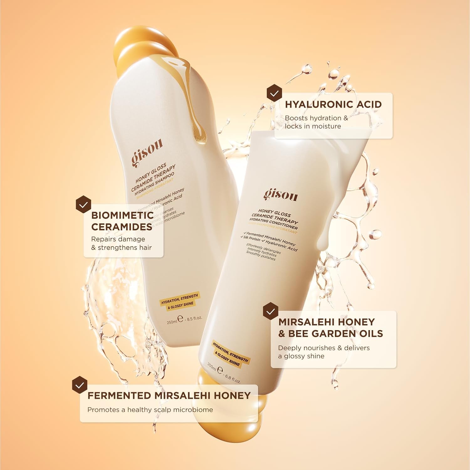 Gisou Honey Gloss Ceramide Therapy Routine* 4-Step Hair Therapy for Transformational Hydration, Strength & Glossy Shine - Image 3