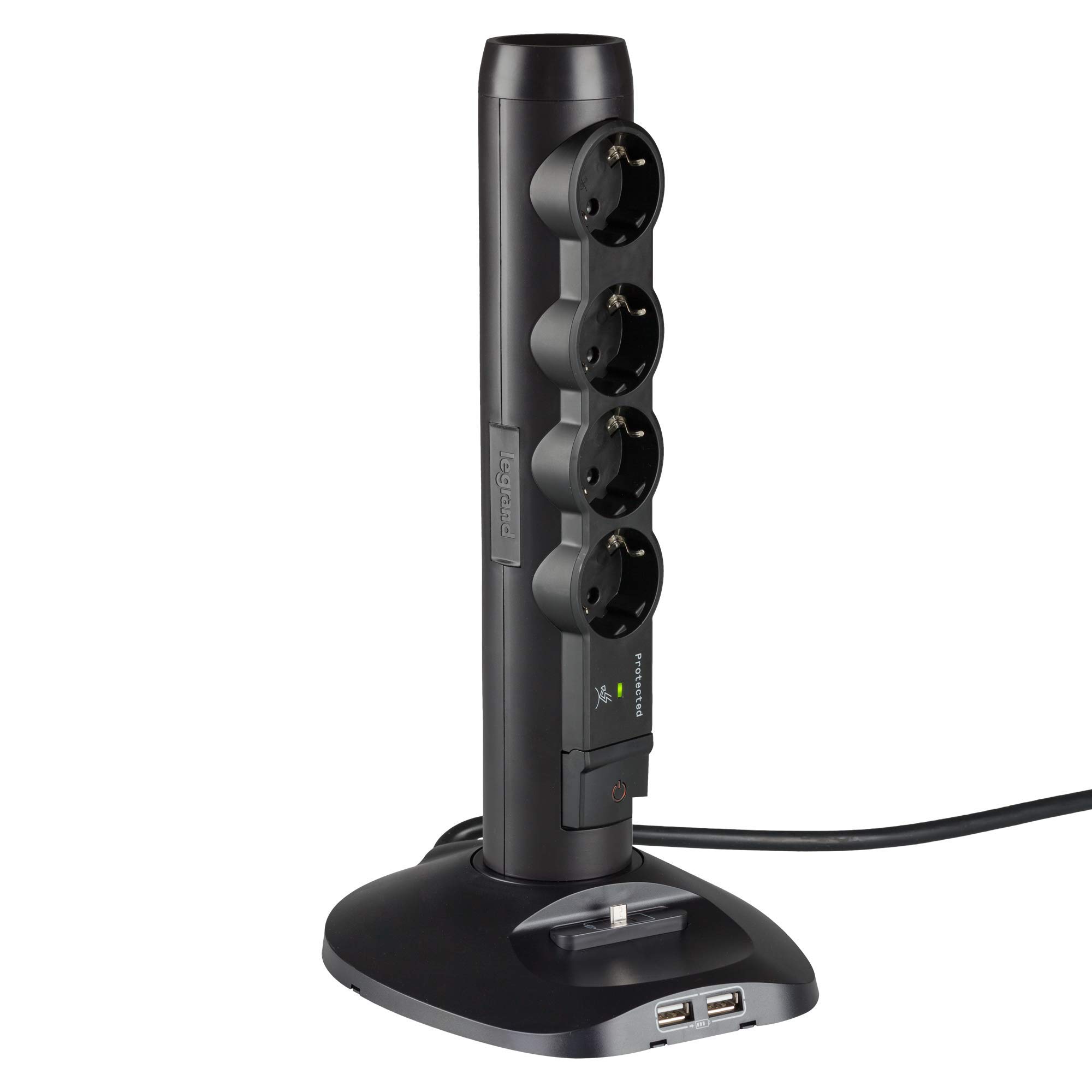 Legrand Steckdosenleiste Mit Drehfunktion – 4 Steckdosen + USB-A & USB-C, Aluminium Design