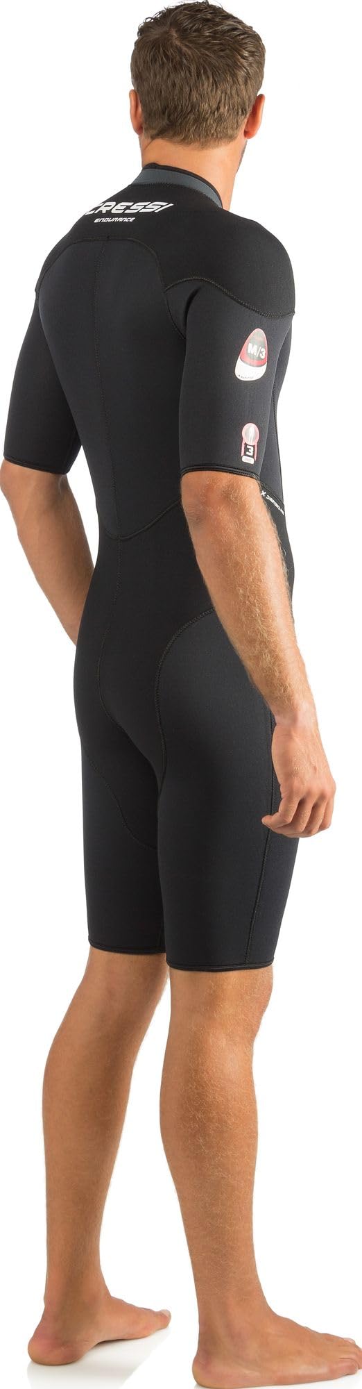 Cressi Endurance Man Shorty Wetsuit 3 mm - Neoprene Shorty 3 mm for Men Divers and Snorkelers, Black/Grey