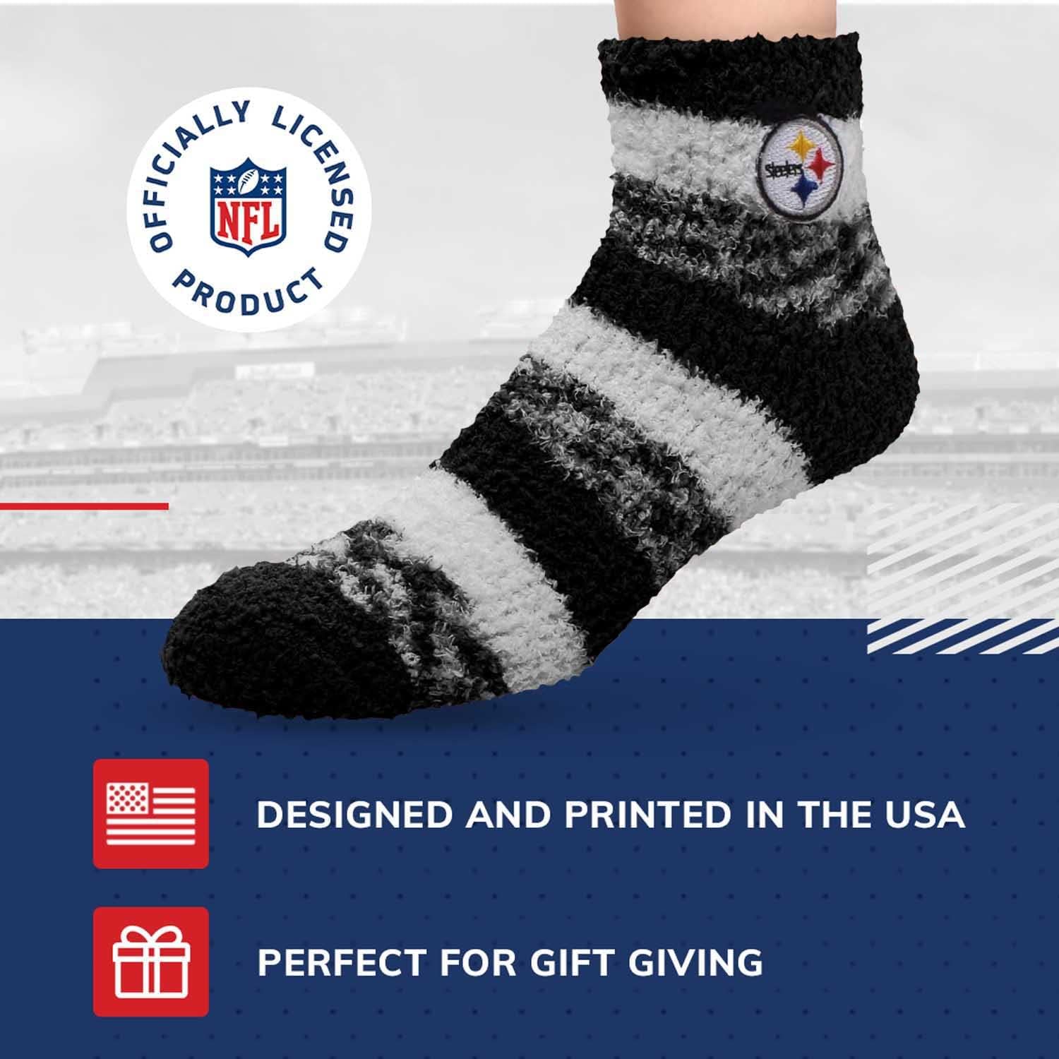 For Bare Feet NFL Cozy Soft Slipper Socks - Home Socks for Ultimate Comfort - Gameday Apparel - Luxuriously Plush and Cozy - Unisex (Pittsburgh Steelers - Black, One Size) - Image 6