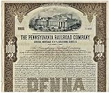 1934 GORGEOUS BROWN 1934 $1000 PENNSYLVANIA RAILROAD BOND w PENN STATION & COUPONS w LOCOMOTIVE! $1000 About Uncirculated