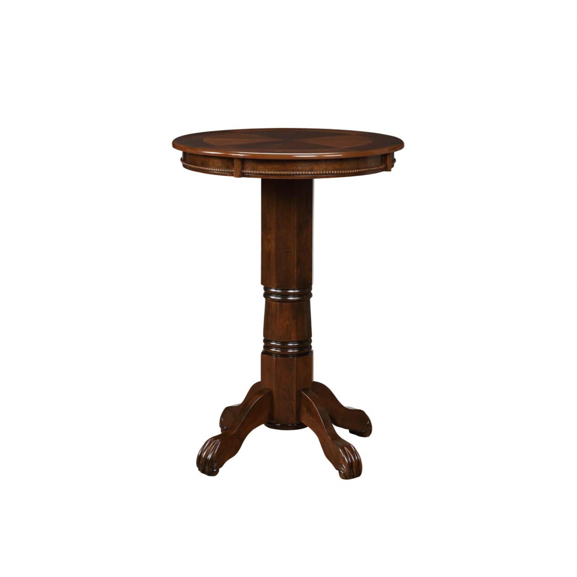 Casafoyer Florence Pub Table-Cappuccino|Hardwood Construction|Carved Pedestal & Apron|Claw & Ball Feet|Sunburst Design