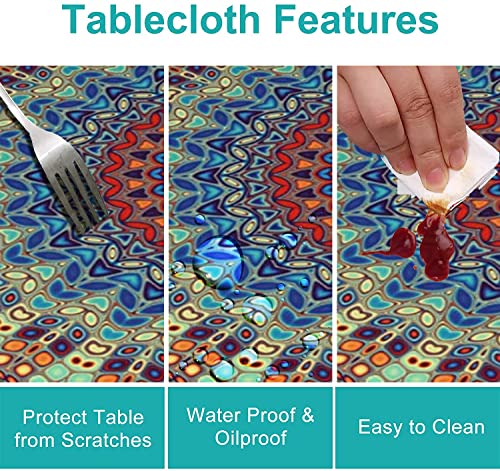 Round Tablecloth 60 Inch,Stain Resistance Polyester Table Cloth,Table Cover For Kitchen Dining Table, Buffet Parties And ​Camping-Mandala #TOP1
