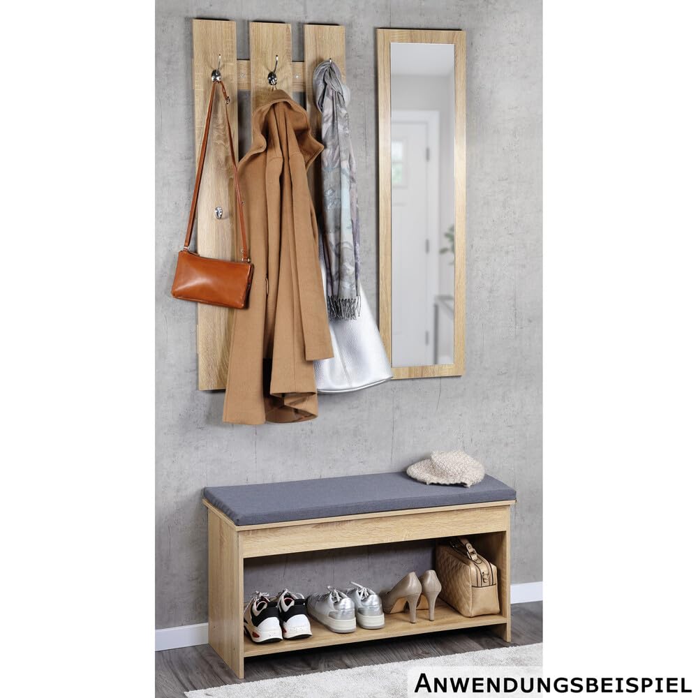 Kesper Garderoben-Set in Eiche-Optik - Wandgarderobe, Sitzbank & Spiegel