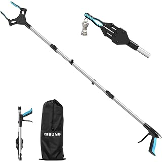 Reacher Grabber Tool Heavy Duty:Gisung 44 Inch Foldable Grabbers for Elderly with Upgraded Rotating Anti-Slip Jaw & Strong Magnetic Tip, Sturdy Reaching Assist Tool for Trash Pickup, Arm Extension