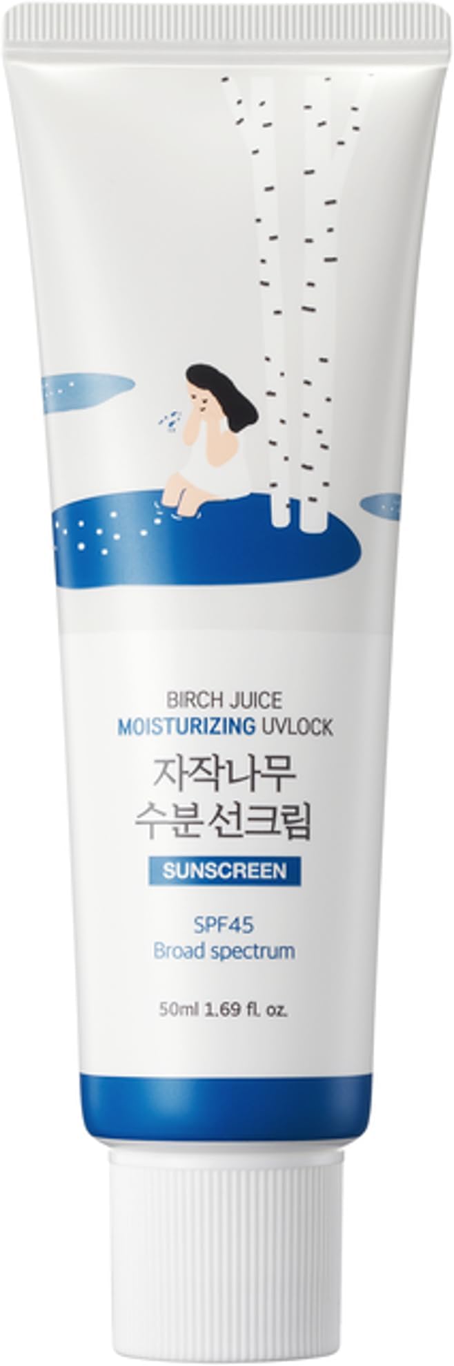 ROUND LAB Birch Juice Moisturizing UV LOCK SPF 45, 1.69 Fl Oz, Hydrating Lotion-like Lightweight Glow Sunscreen for Sensitive Skin, No White Cast, Fragrance-Free, Protector Solar, Korean Sunscreen