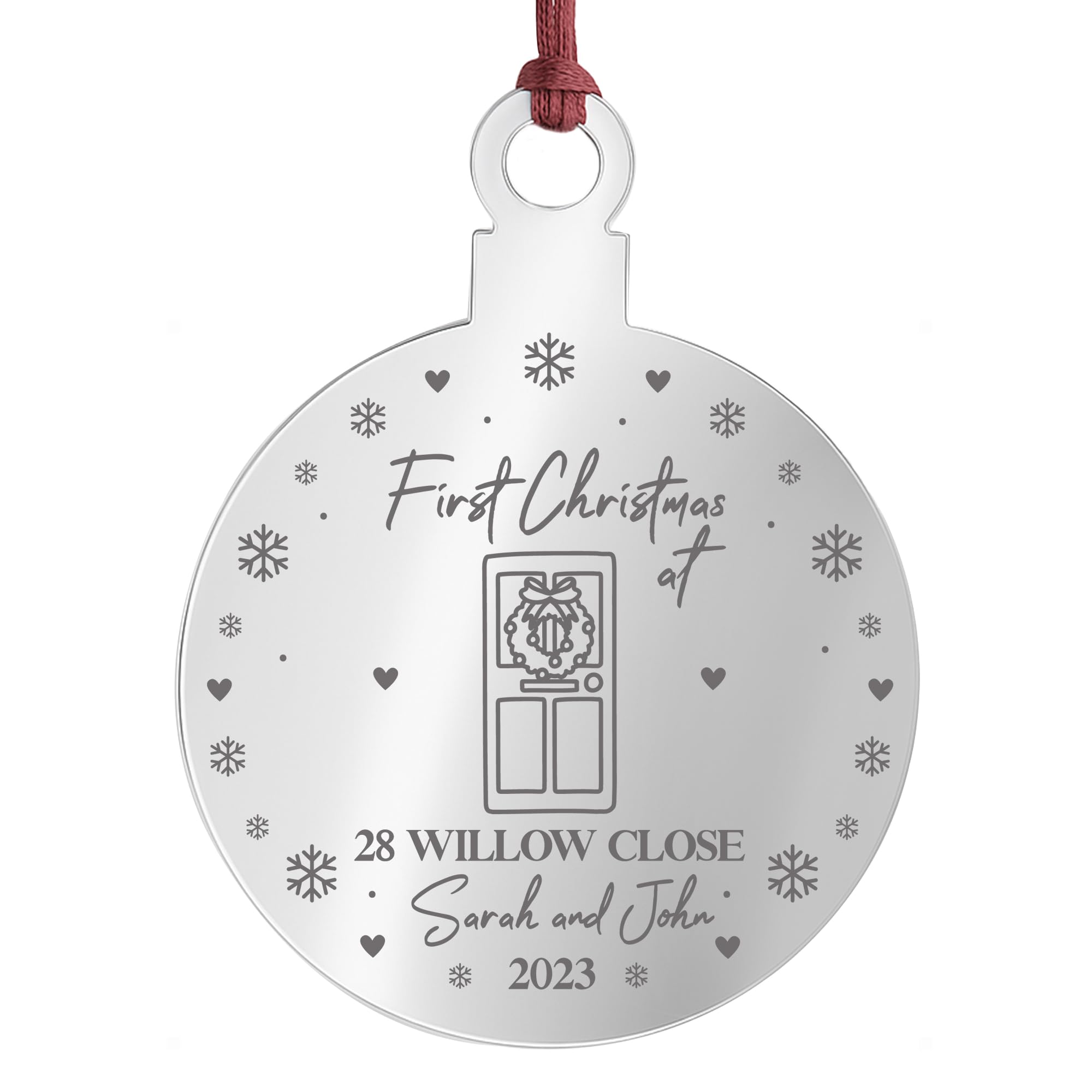 Red Ocean Personalised First Christmas New Home Engraved Bauble Hanging Tree Decoration Beautiful Keepsake New Home Gift