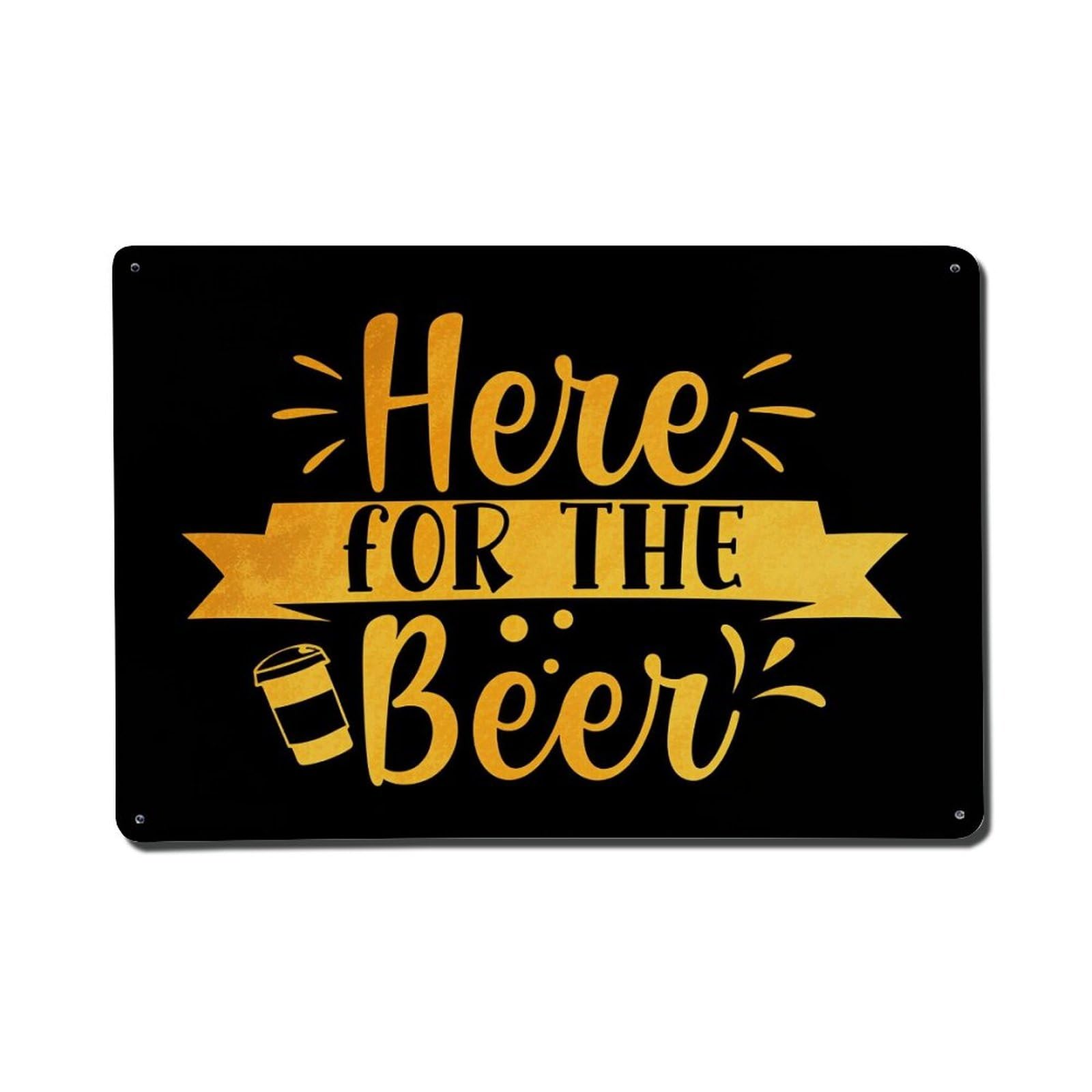 Enderetf Vintage Here For The Beer Tin Sign Metal Poster, Home Bar Garage Man Cave Cafe Indoor & Outdoor Wall Decoration 8X12inches