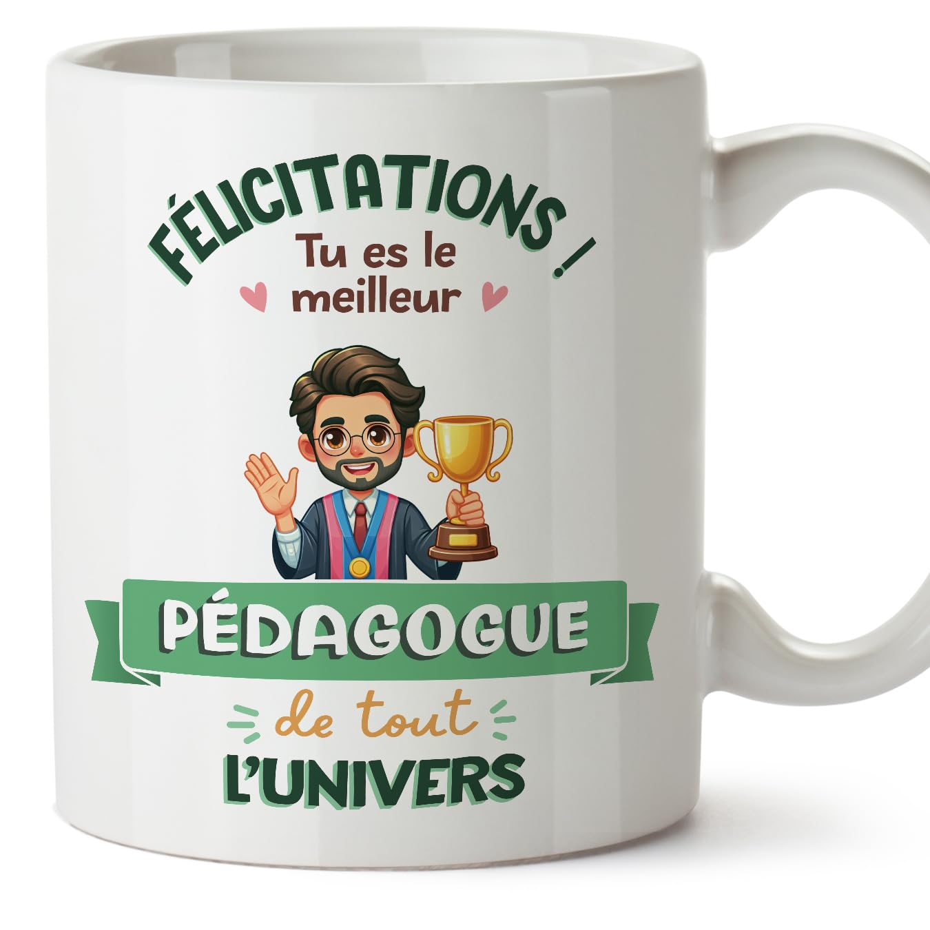 MUGFFINS Pedagogue Man Mug - in French - Meilleur Univers Trophée - Funny Gift for Colleagues - Ceramic 11oz Mug — image 1