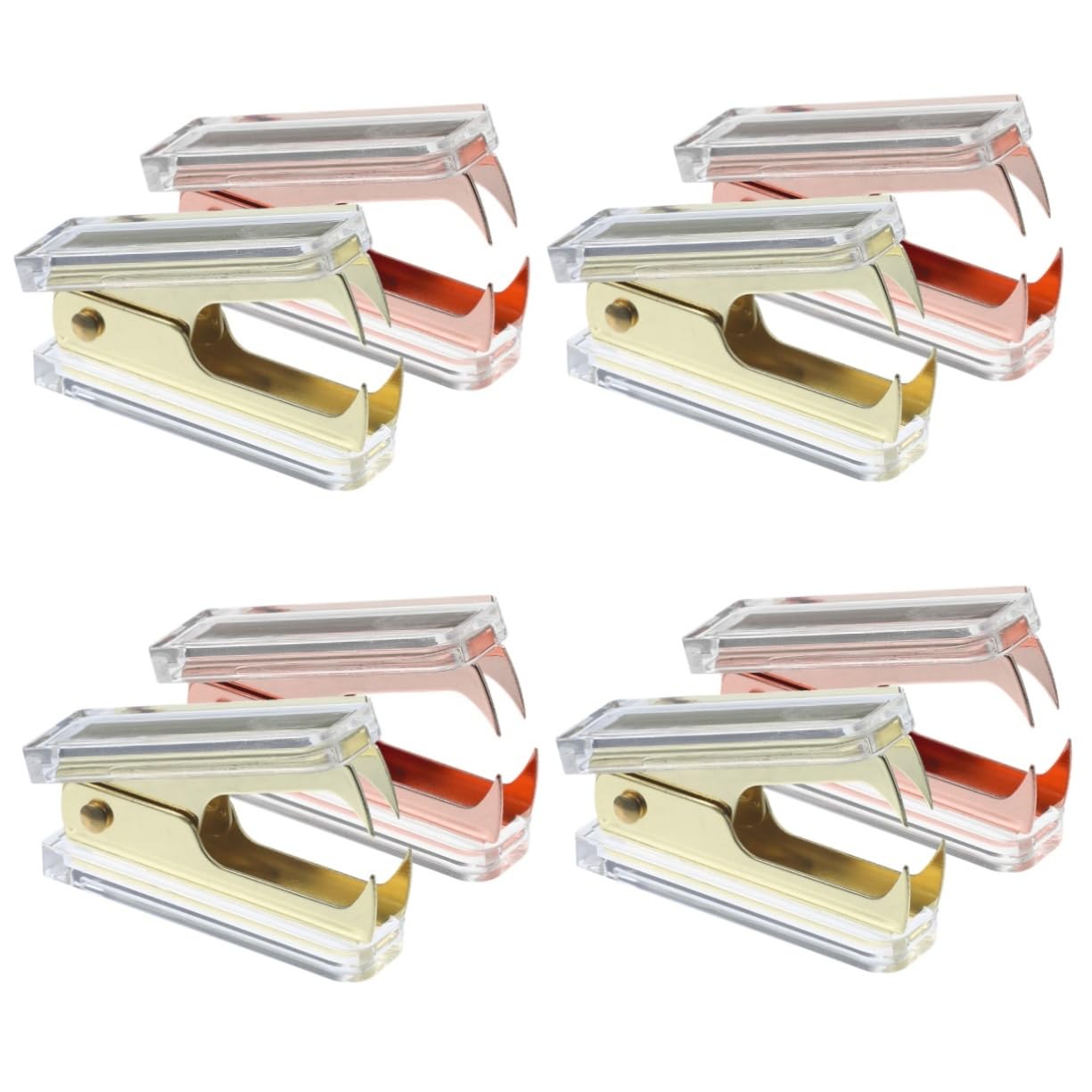 NUOBESTY 4 Set Levapunti Acrilico Per Ufficio Strumento Manuale Per Rimuovere Graffette Design Elegante Oro E Rosa Oro Per Scrivania E Ufficio 2 Pezzi * 4