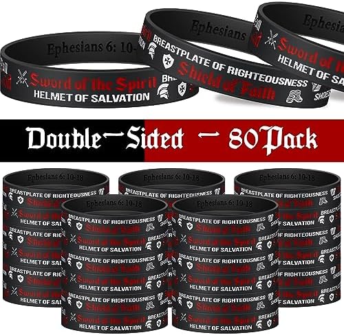 SayitBands Armor Of God Silicone Wristbands (Ephesians 6:10-18) - 3 Pack, Stretch Bracelets