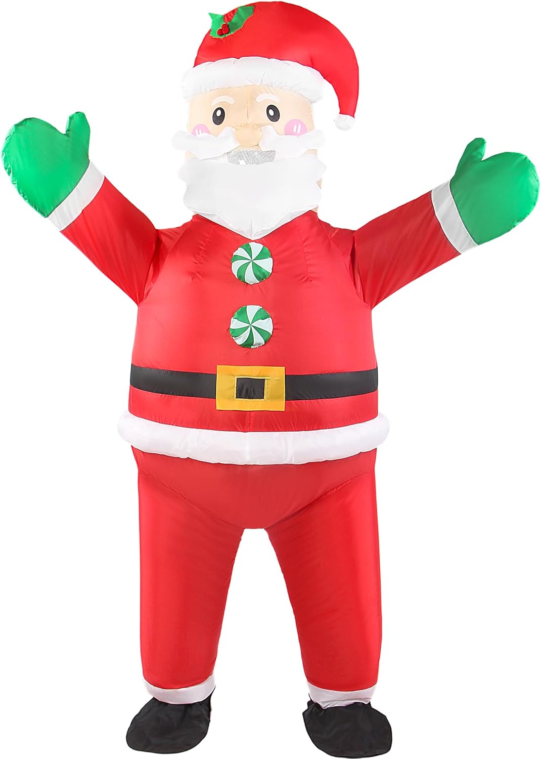 Christmas Inflatable Santa Claus Costume Adult Outfit Unisex Onesie Full Body Funny Costumes Men Women Fancy Dress Blow Up Suit for Halloween Xmas Holiday Cosplay Parties - Image 2