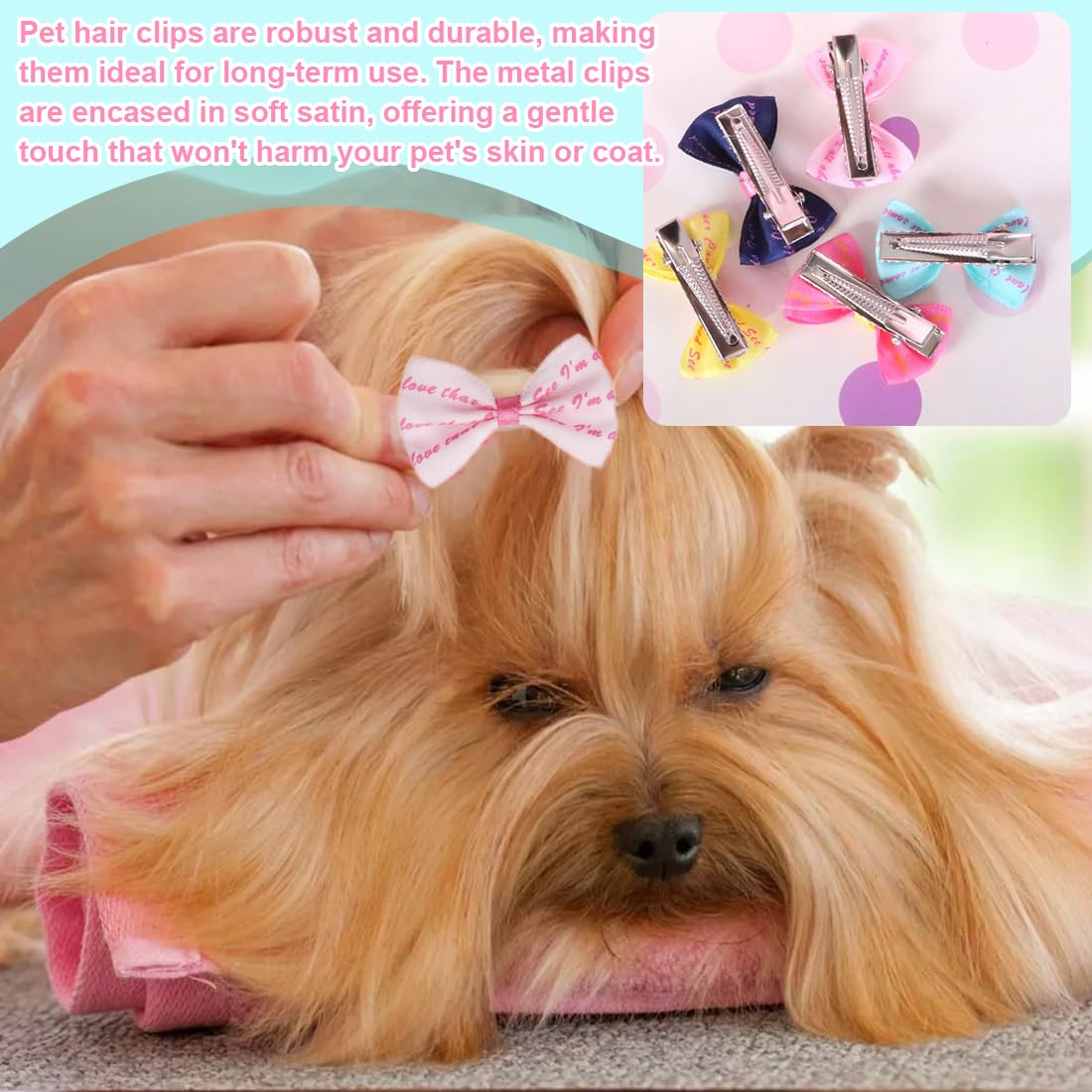 Set de 10 Noeuds à Cheveux pour Chien avec Clips, Barrettes et Accessoires de Toilettage
