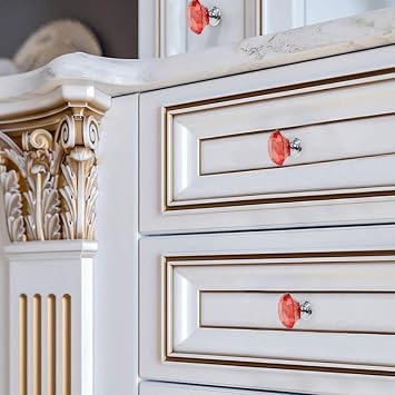 Red Crystals Glass Door Knobs Drawer Knobs Cupboard Knobs Drawer Handles Cupboard Handles Cabinet Pulls (30mm,6pcs)