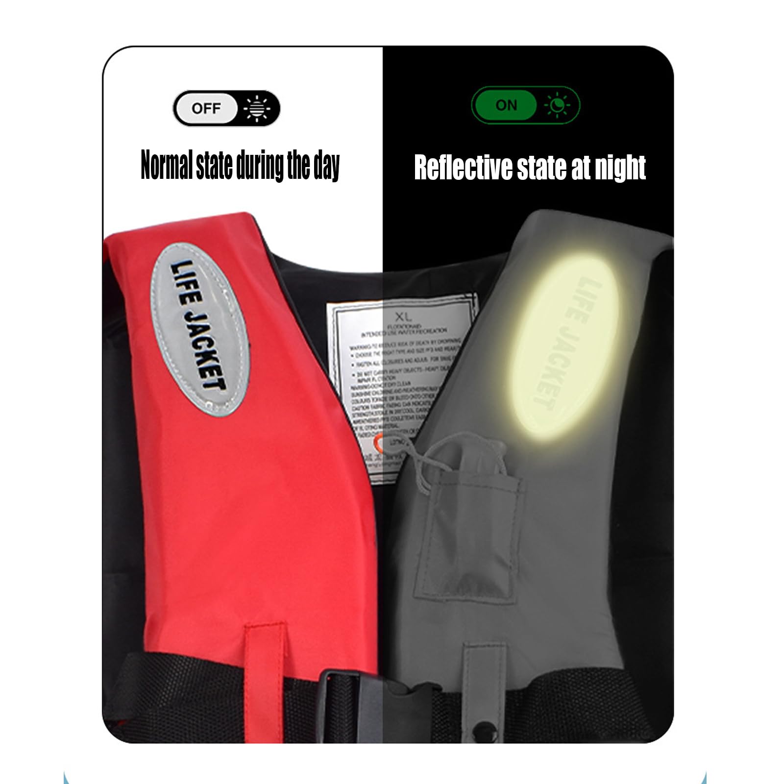 Chaleco Salvavidas, Chaleco de Seguridad Resistente con Alta Visibilidad y Tiras Reflectantes para el Agua,3XL