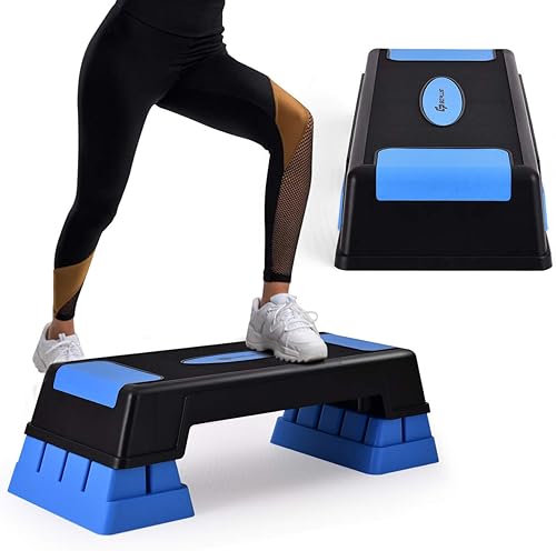 Goplus Escalón aeróbico de 30 pulgadas con elevadores, niveles de 5 pulgadas, 7 pulgadas, 9 pulgadas, altura ajustable, entrenamiento de plataforma