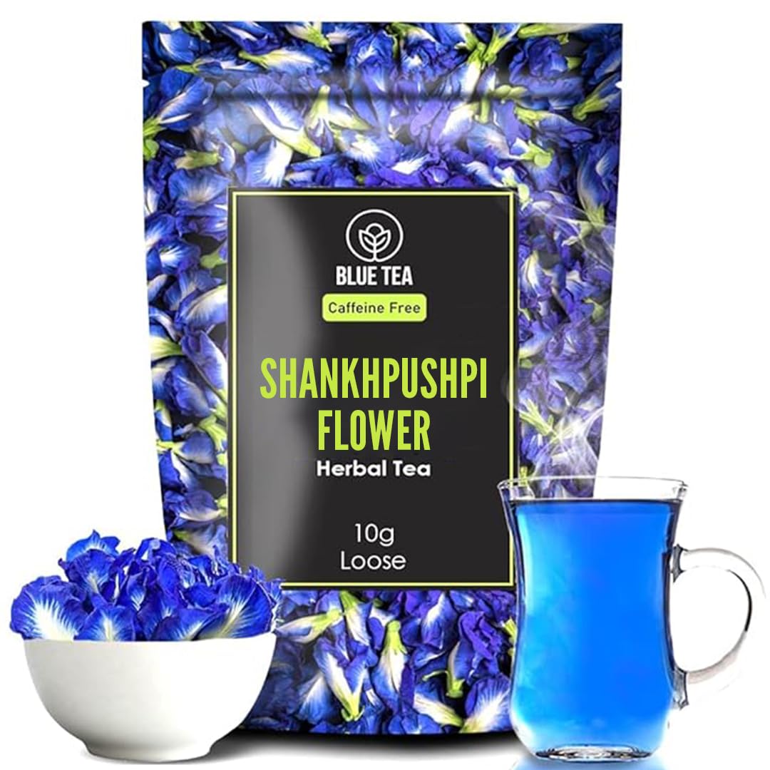 BLUE TEA - Shankhpushpi Flower Tea - 10 gm - 20+ Cups || Black Deals Friday 2025 | Herbal Tea | Caffeine Free - Vegan - Non-GMO | Nature Blue Tea | Zipper Pack