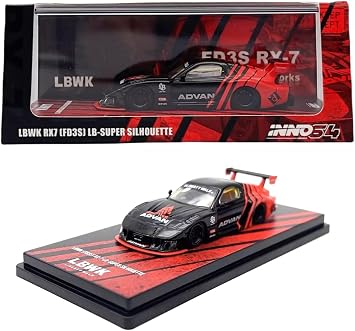 164 Scale Diecast Model Car Compatible with LBWK Mazda RX7 FD3S LB-Super Silhouette ADVAN Limited Edition by Inno64 IN64-LBWK-RX7-05