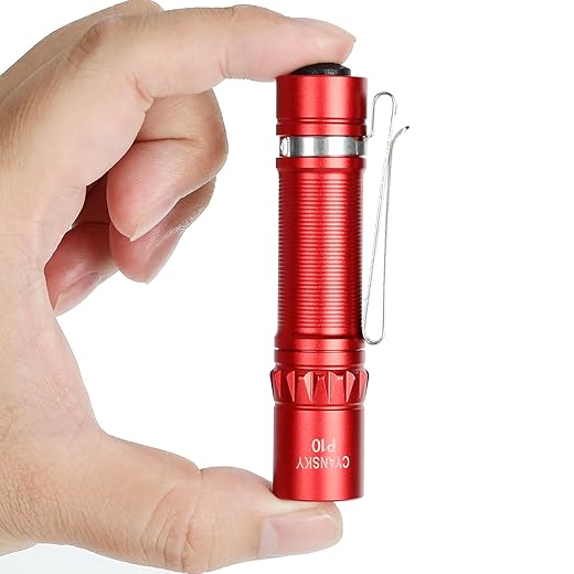 CYANSKY P10 300 Lumens EDC Flashlight,Mini Pocket Flashlight for Camping and Hiking,Tail Switch Small Portable Flashlight,Powered by Single AA Battery,Red