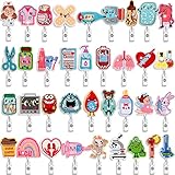 Cindeer 36 Pcs CNA Badge Reel Badge Holder Bulk Nurse Week Gift Cute Retractable ID Name Clips Alligator Tag Clip for Doctor Hospital Office Appreciation Gift