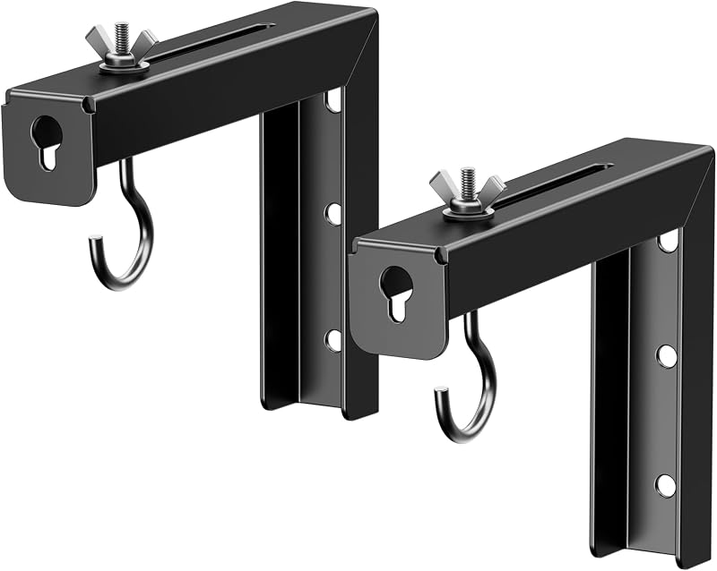 PUTORSEN Universal Projector Screen Ceiling Mount L-Brackets, 6-inch Black | Universal Wall/Ceiling Mount, Adjustable Extension with Hook Kit, Hold up to 66 lbs, for Home Projector and Movie Screens