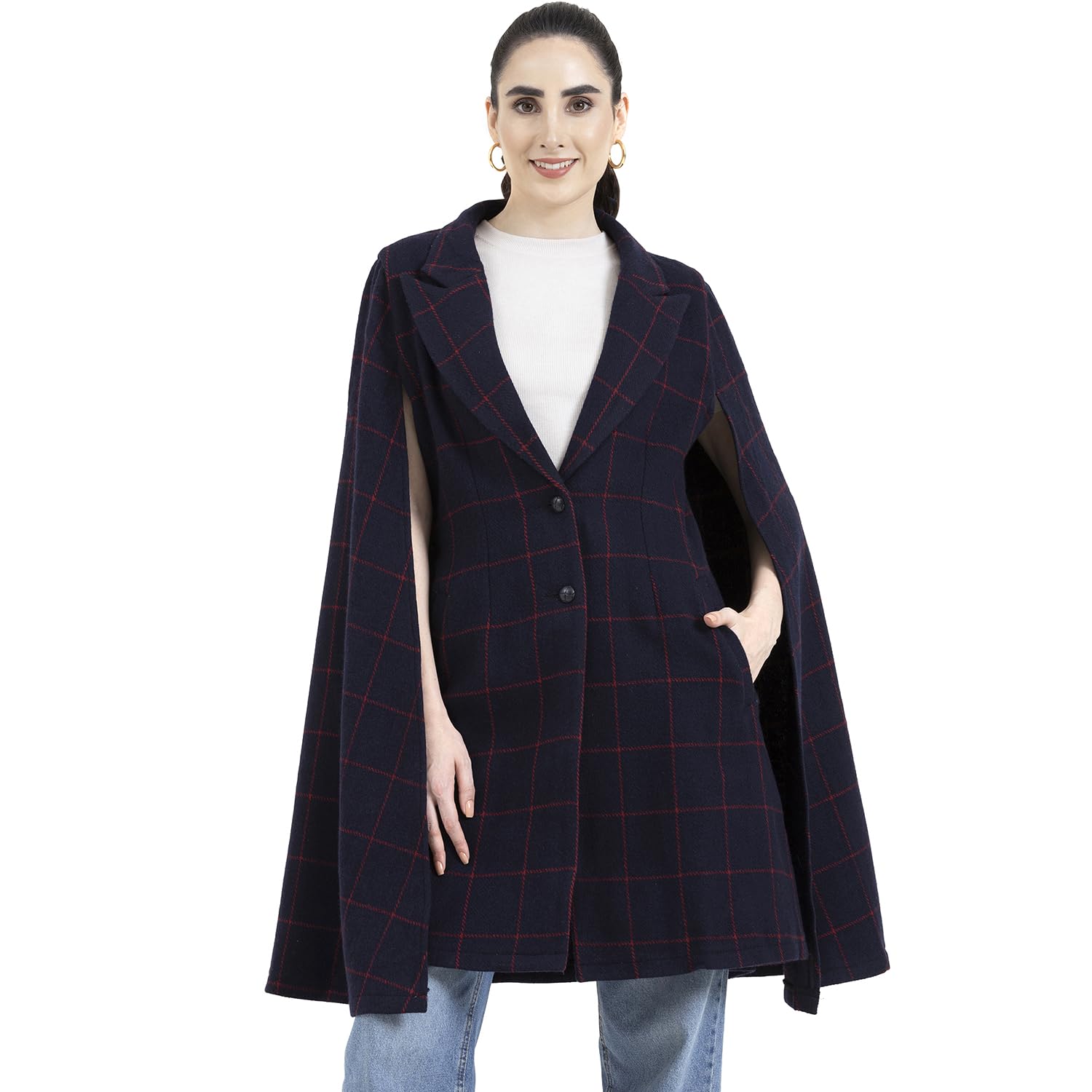 owncraft women's Blue wool cape coat-picture-52