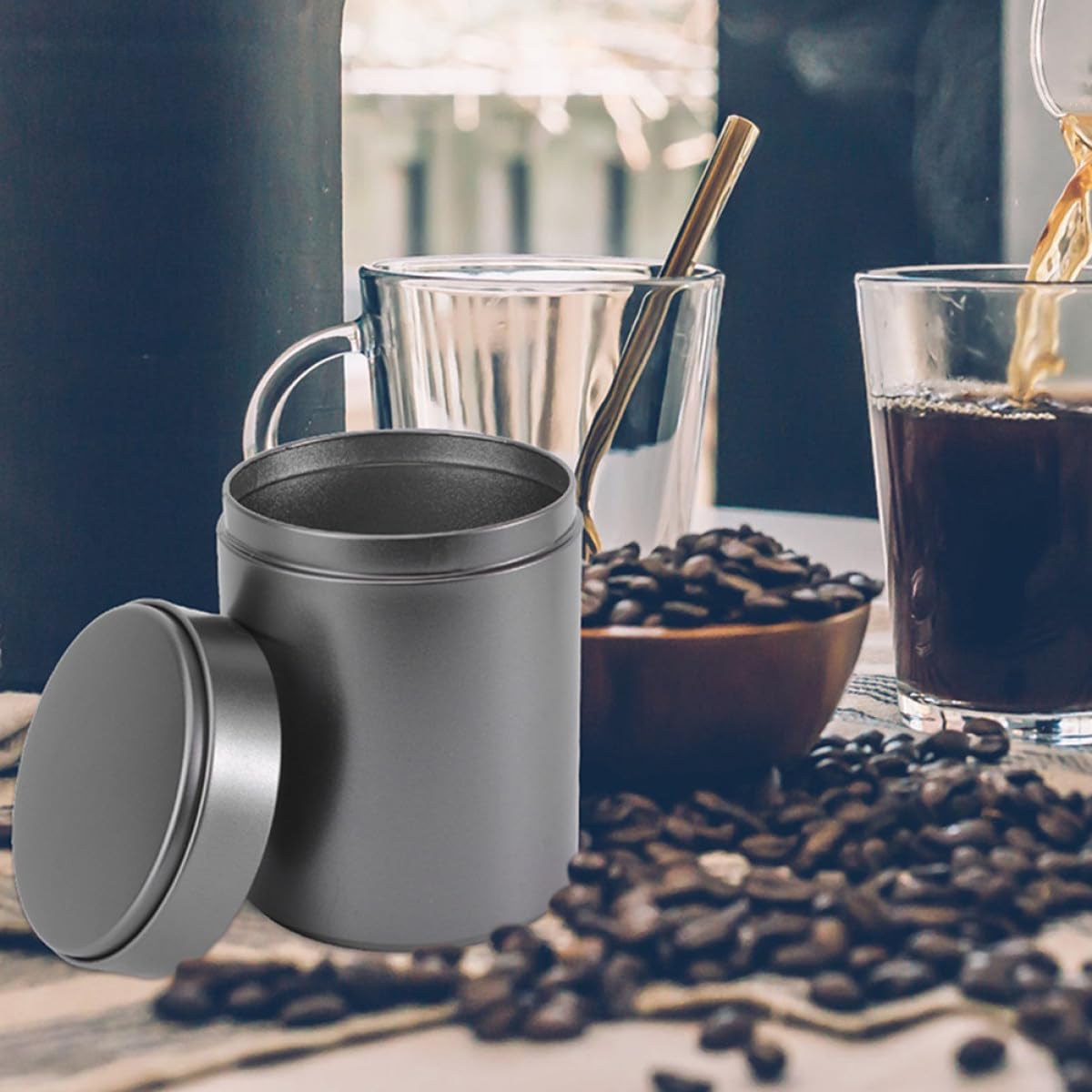 Homoyoyo 6 Stück Weißblech Vorratsdosen mit Luftdichtem Deckel Zylindrische Metallbehälter für Losen Tee Kaffeebohnen und Trockenfrüchte Robuste Aufbewahrung für Küche und Haushalt