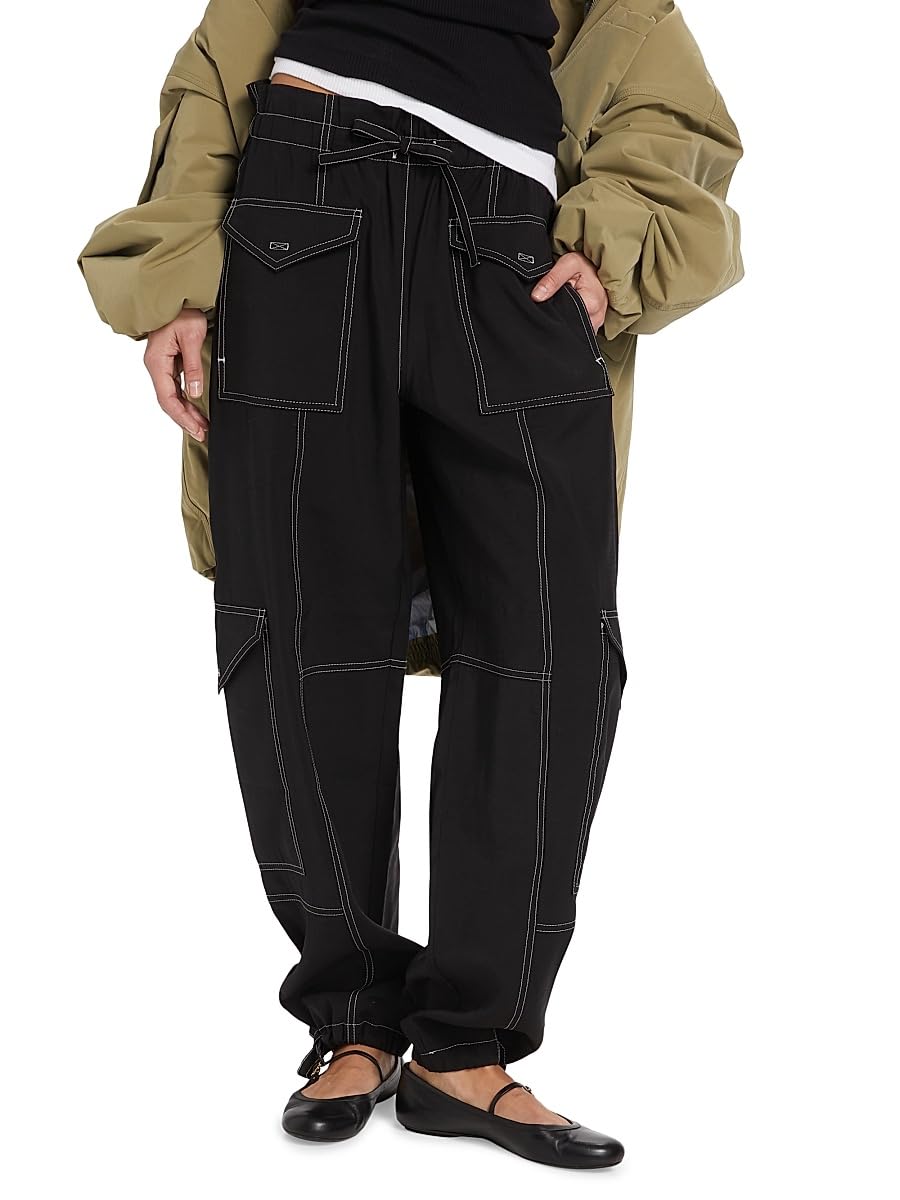Ganni, Wide-Leg Drawstring Cargo Pants