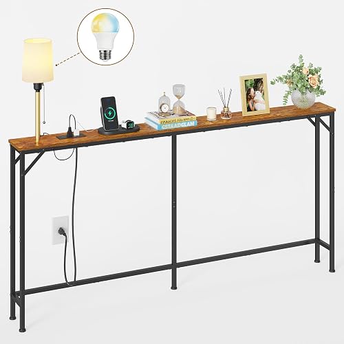 keomaisyto 63 Inch Narrow Console Table with 3-Color Adjustable Light