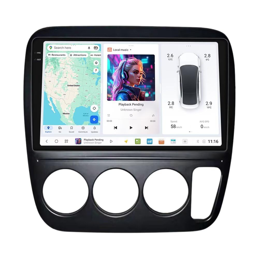 MekedeTech DUDUAUTO DUDU6 Android Screen for Honda CR-V 1997-2001 Android Car Radio 9.5 inch Wireless Carplay Head Unit,8G RAM 256GROM
