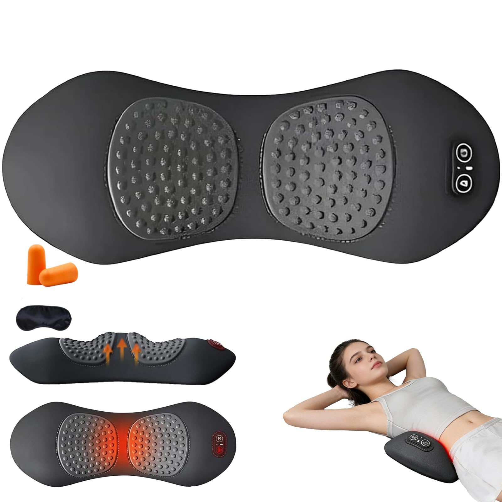Curesleep - Triple Fusion Massagegerät,Curesleep Kissen Original 2026 Neu,Mit Vibration,Beheizung,Ergonomisches Design,Memory-Schaumstoff，Schwarz