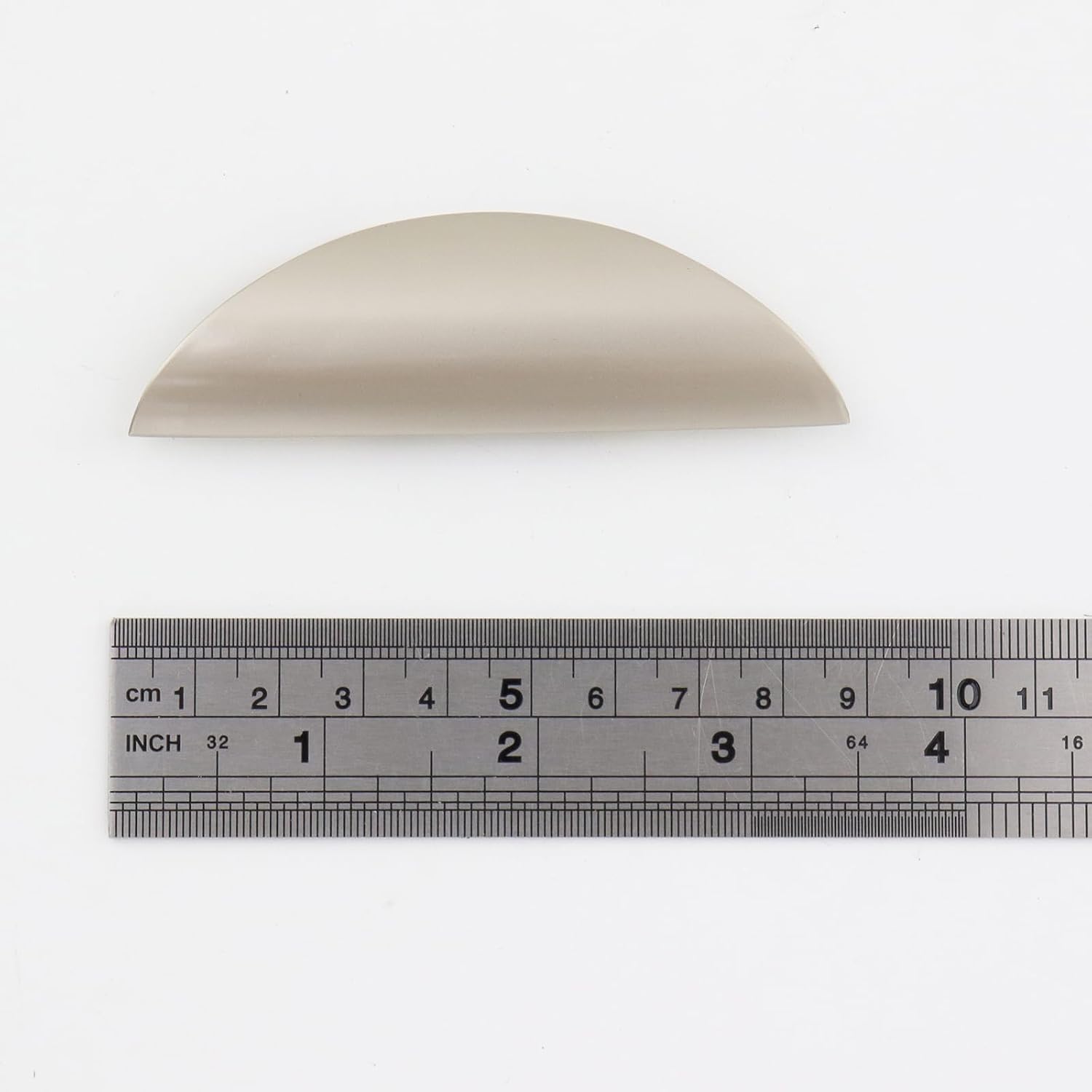 3.62 Inch Semi-Circular Silver Edge Pull for Cabinets 2Pcs, 1.26 Inch Hole Spacing, Zinc Alloy Finger Tab Pulls, Concealed Drawer Handles for Kitchen, Dresser, Wardrobe