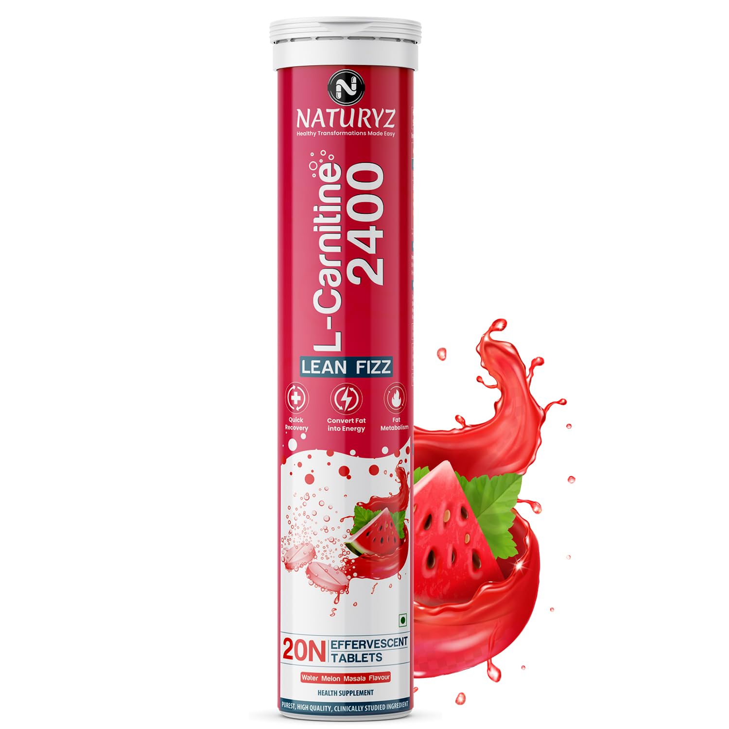 Naturyz L-Carnitine L Tartrate 2400 mg Converts fat into Energy | Energy & Endurance | Performance & Recovery - 20 Effervescent Tablets (Water Melon Masala Flavour) (B0BBW27G9H) Amazon Price History, Amazon Price Tracker