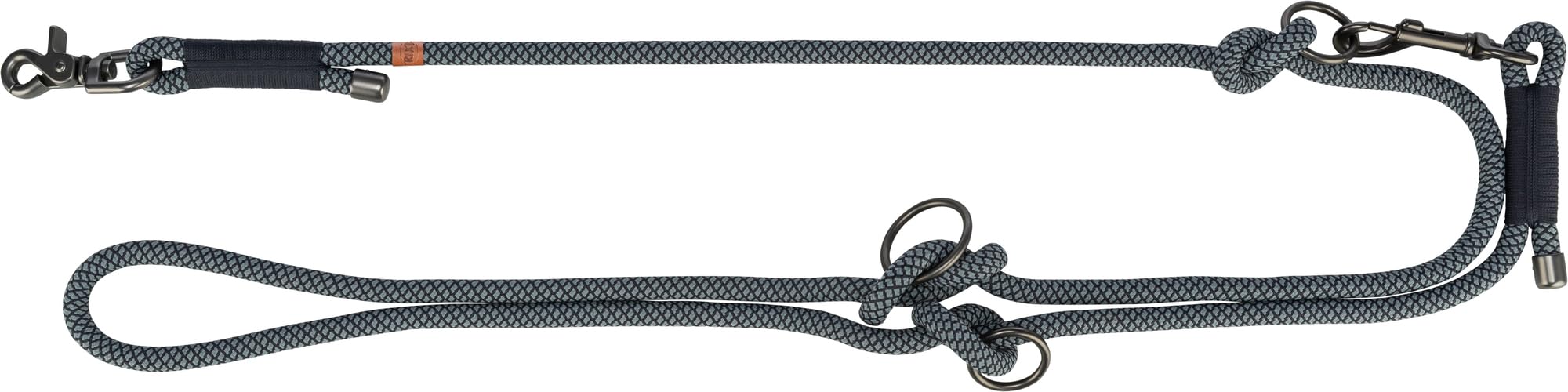 TRIXIE V-Leash soft rope - adjustable dog lead with triple-length settings, durable woven rope design, strong trigger hook, m-l size, black/grey - 1984101