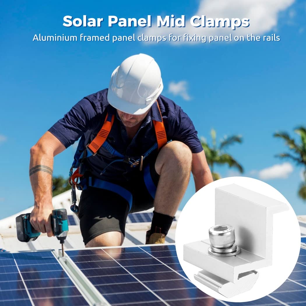 Uchwyt do panelu słonecznego, 10 szt. zacisków solarnych, aluminiowe wsporniki montażowe PV, klipsy Z do paneli 30 mm, do montażu paneli słonecznych