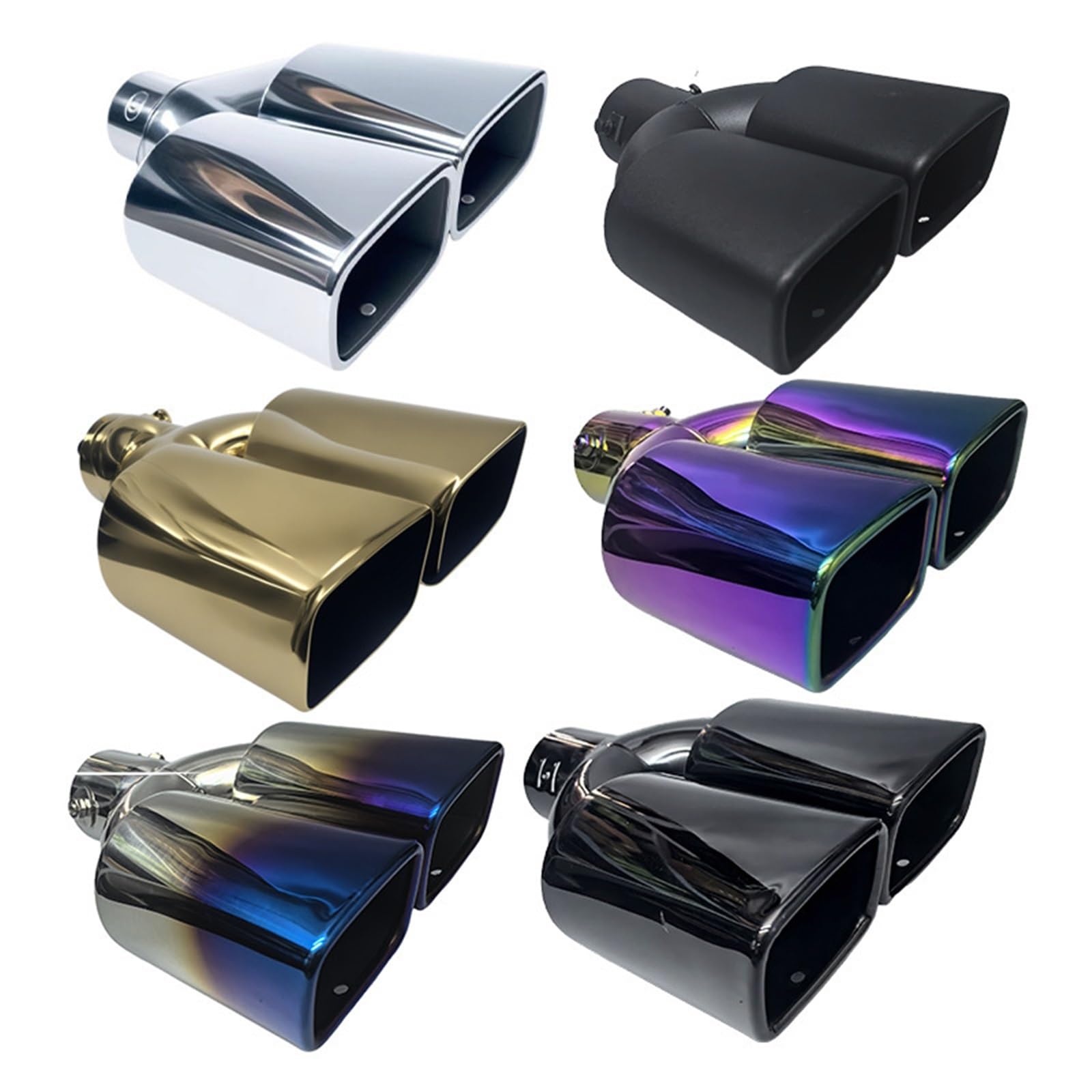 1 Szt. Końcówka Tłumika Ze Stali Nierdzewnej System Rur Uniwersalny Kwadratowy Podwójny Wylot Końcówka Wydechu Akcesoria Samochodowe Wlot 60mm(Titanium black)