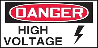 Accuform Signs LELC101VSP Safety Label, Legend "Danger HIGH Voltage" with Graphic, 1.5" Length x 3" Width x 0.004" Thickness, Adhesive Vinyl, Red/Black on White (Pack of 10)
