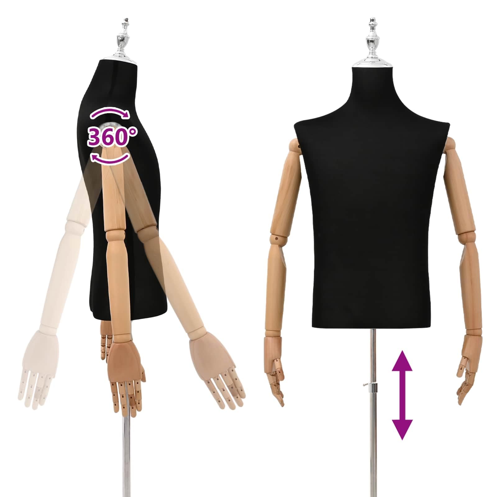 vidaXL Verstellbarer Mannequin 170-218 cm mit Standfuß Männlich PP