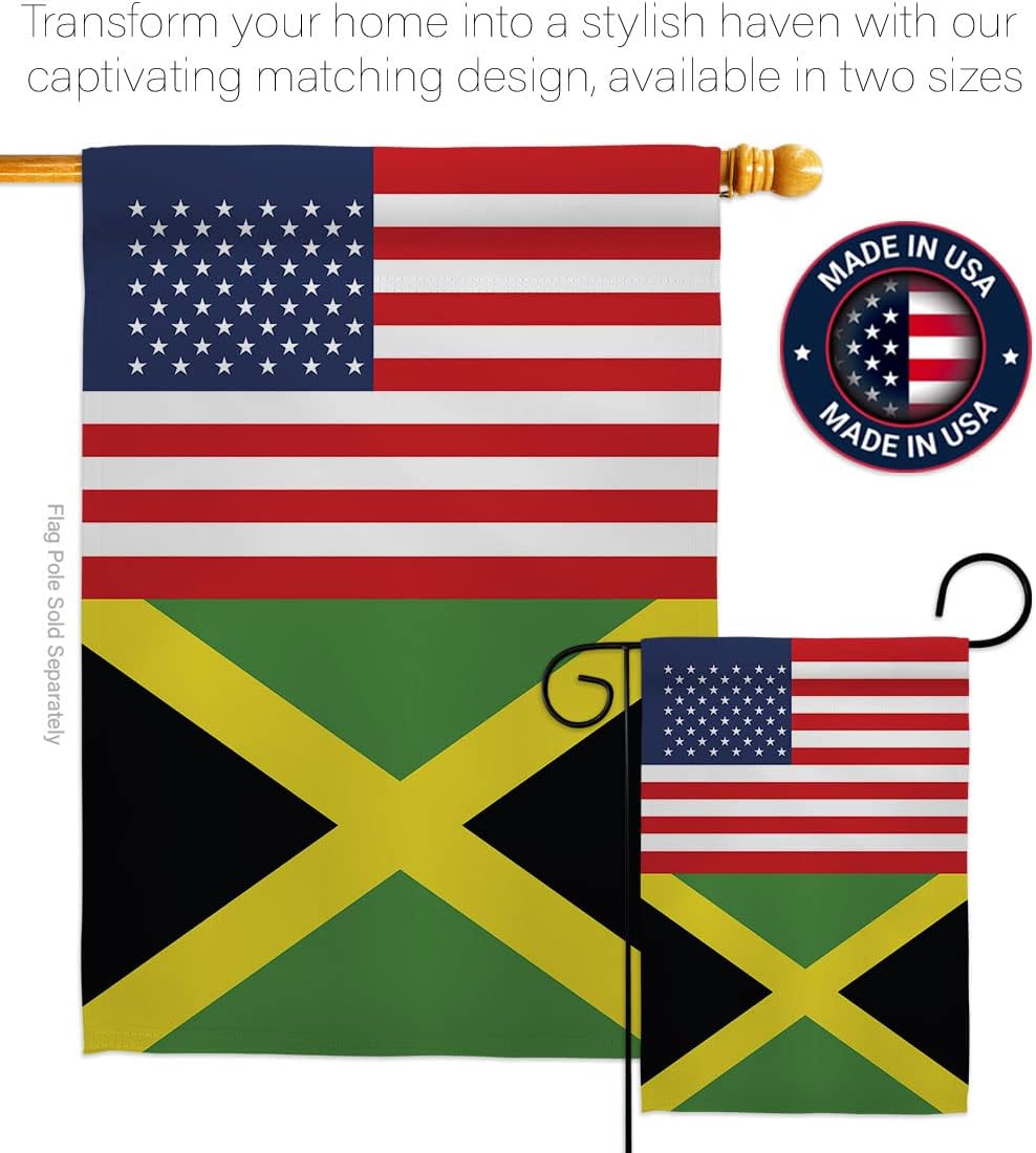 Americana Home & Garden Jamaica US Friendship House Flag Regional Nation International World Country Particular Area Decoration Banner Small Garden Yard Gift Double-Sided, Made in USA