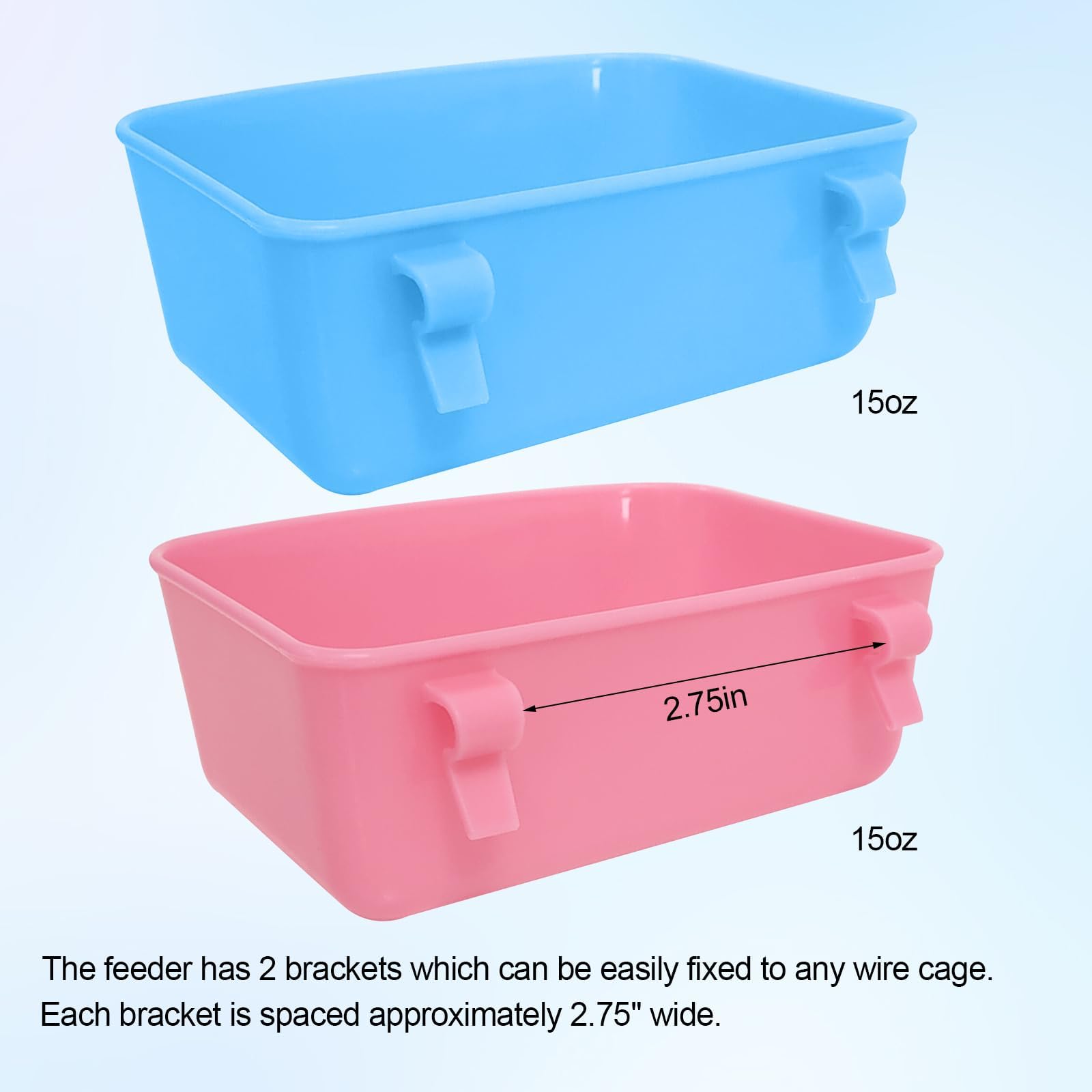 6 Pack Feeder (Blue, Pink), Hanging Feeder,Food and Water Container, Bath Water Bowl Universal for Birds Hamsters Mice Rats Rabbit Guinea Pig Small Pets (S) - image 3