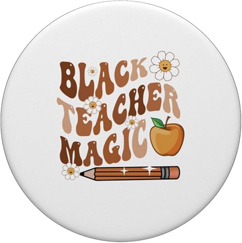Miniatura 3 de Goovy Black Teacher Magic Afro Love Melanin African American PopSockets Adhesive PopGrip