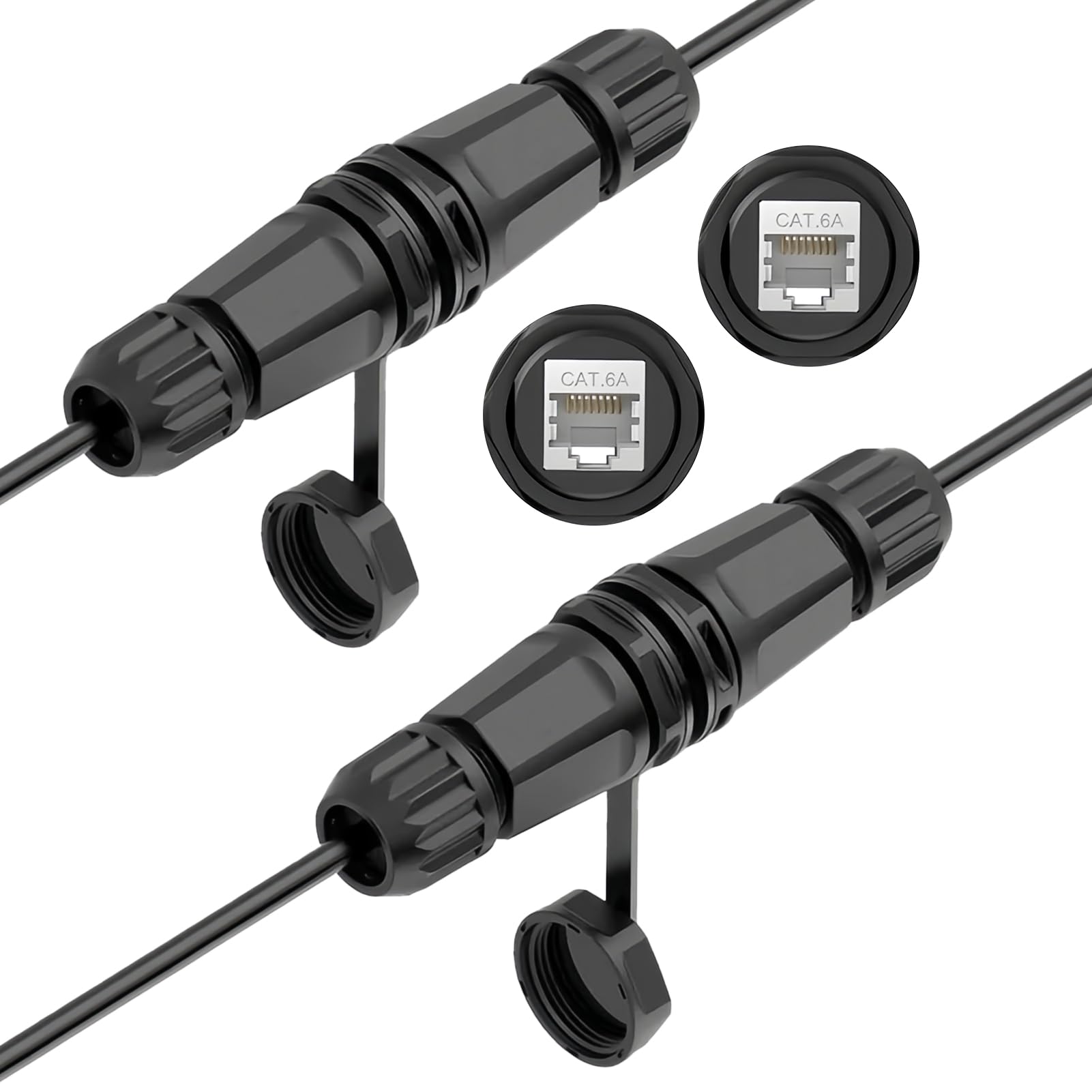 Wodoszczelna wtyczka RJ45 IP68, Cat6A 10 Gbit/s ekranowany łącznik liniowy z odporną na warunki atmosferyczne nasadką, przedłużacz kabla Ethernet M25 do zewnętrznych projektów CCT, pudełko na płyty