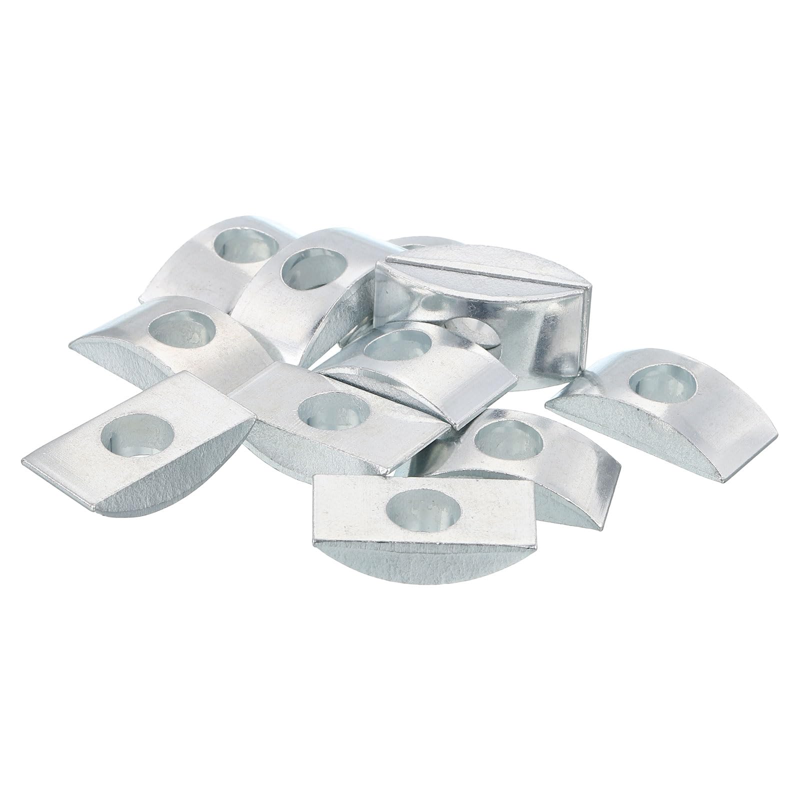 uxcell12pcs M8 Half Moon Nuts Washers, Iron Solid Half Moon Lock Washer, Spacer Connector Hardware Fittings, Silver