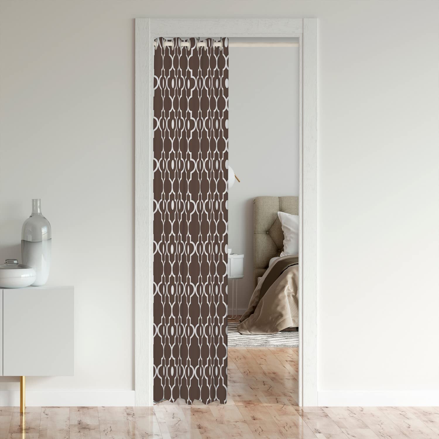 Loussiesd Brown Morocco Pearl Doorway Curtains Privacy Modern Closet Door Curtain for Bedroom 30%-50% Blackout Room Darkening Thermal Insulated Curtain Drape for Doors Windows 132x203cm 1 Panel - Image 3