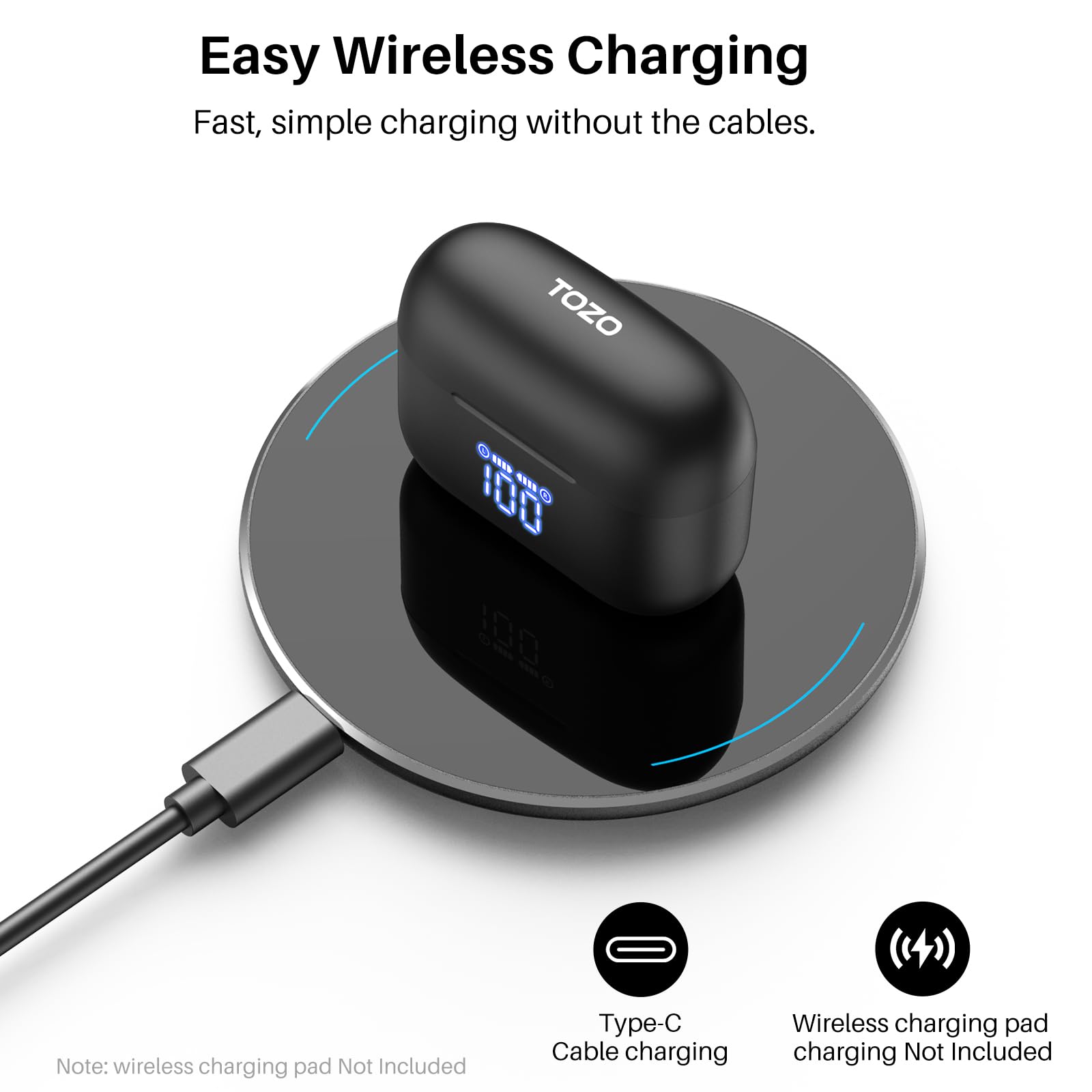 TOZO T20 Wireless Earbuds - 97H Playtime! -5