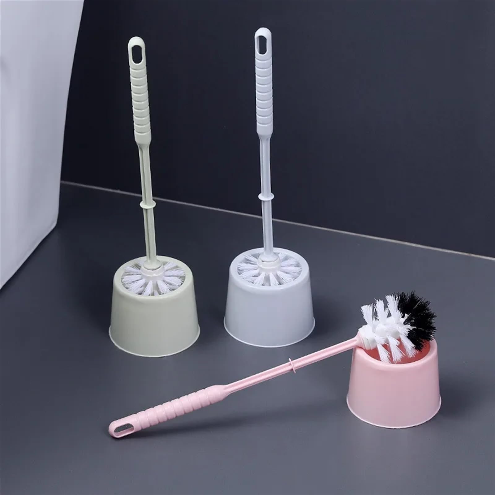 Juego de cepillo y soporte para cuenco de aceite, herramienta compacta, limpieza profunda para baño, cerdas gruesas y suaves, mango largo, ahorro de mano de obra (azul) (un color azul)