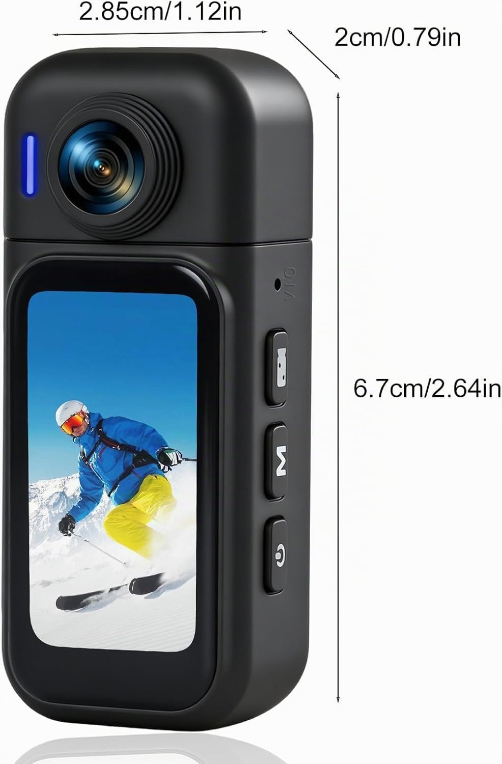 Aktionskamera Caméra Sport 360° Action Camera, Objectif Rotatif 180°, Écran Tactile, Grand Angle 120°, Batterie 8H, Étanche 30M, Wi-FI, POV Mains Libres – Idéale Vélo 10+ Accessoires (64GB)
