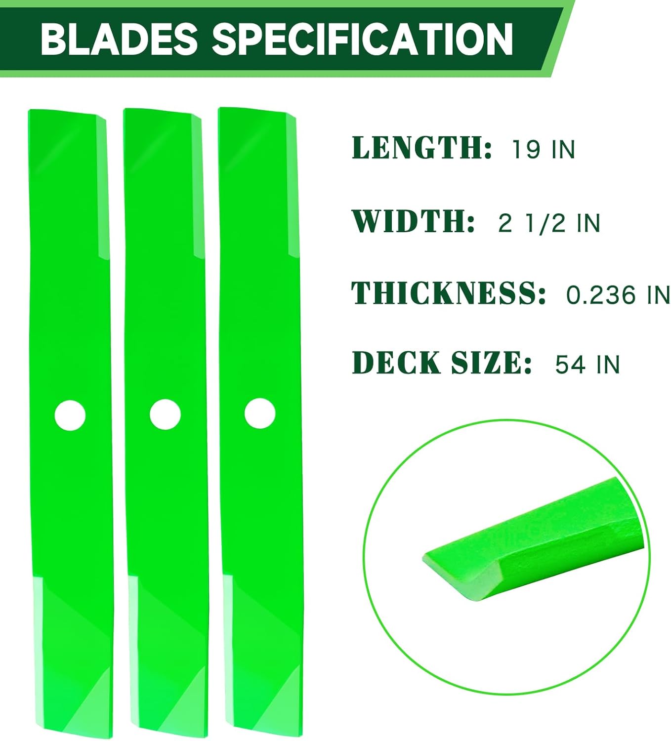 54" Deck Mower Blades Fit for John Deere ZTrak 737 727 757 Z830A X580 M653 M655 M657 Lawn Mower Replaces OEM M136195 TCU30316 M135334 M164016 M144652 TCU30317